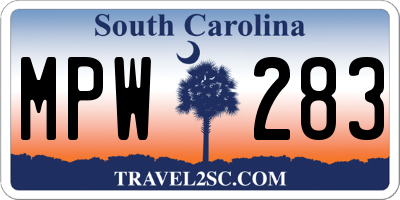 SC license plate MPW283
