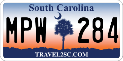 SC license plate MPW284