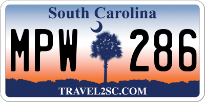 SC license plate MPW286