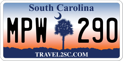 SC license plate MPW290