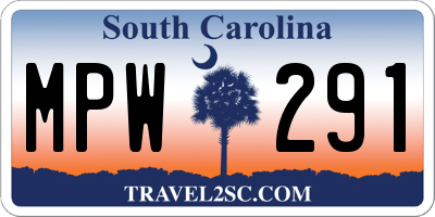 SC license plate MPW291