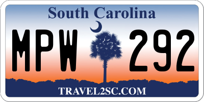 SC license plate MPW292