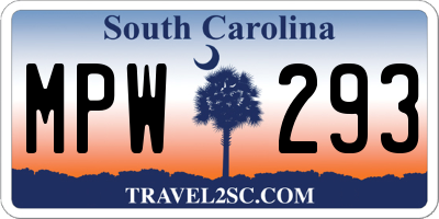 SC license plate MPW293