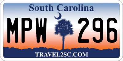 SC license plate MPW296