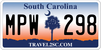SC license plate MPW298