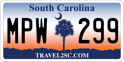 SC license plate MPW299