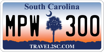 SC license plate MPW300