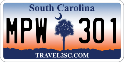 SC license plate MPW301