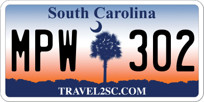 SC license plate MPW302