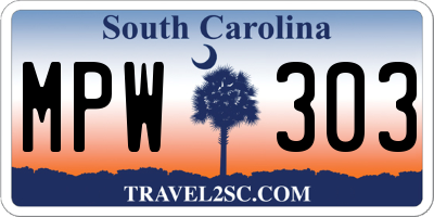 SC license plate MPW303