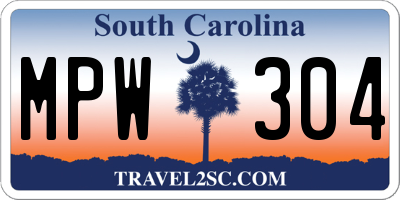 SC license plate MPW304
