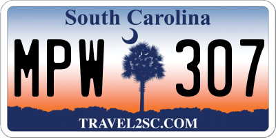 SC license plate MPW307