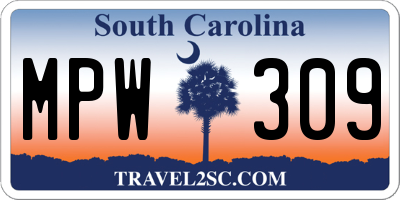 SC license plate MPW309