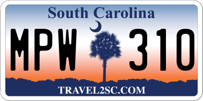 SC license plate MPW310