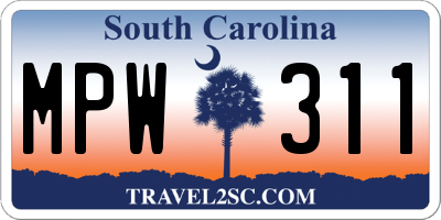 SC license plate MPW311