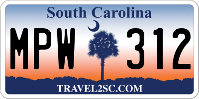 SC license plate MPW312