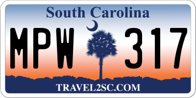 SC license plate MPW317