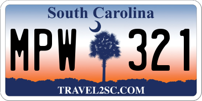 SC license plate MPW321