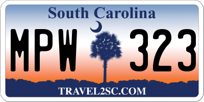 SC license plate MPW323