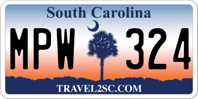 SC license plate MPW324