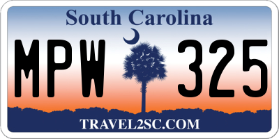 SC license plate MPW325