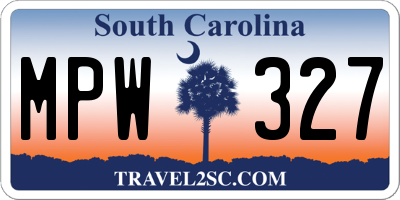 SC license plate MPW327