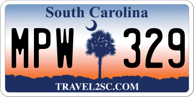 SC license plate MPW329