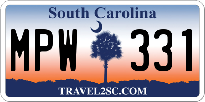 SC license plate MPW331