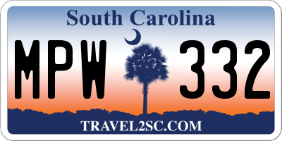 SC license plate MPW332