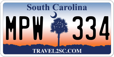 SC license plate MPW334