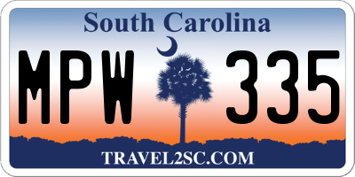 SC license plate MPW335