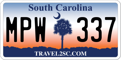 SC license plate MPW337