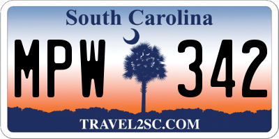SC license plate MPW342