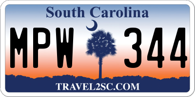 SC license plate MPW344