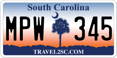 SC license plate MPW345