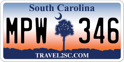 SC license plate MPW346
