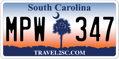 SC license plate MPW347
