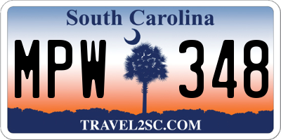 SC license plate MPW348