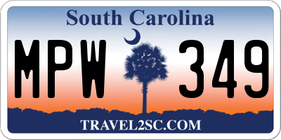 SC license plate MPW349