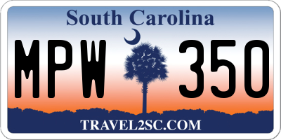 SC license plate MPW350