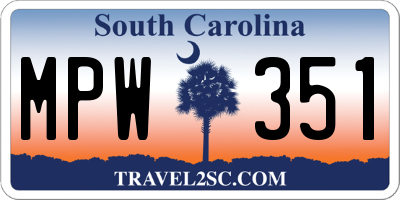 SC license plate MPW351