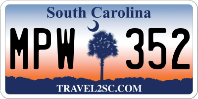SC license plate MPW352