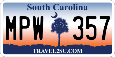 SC license plate MPW357