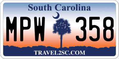 SC license plate MPW358