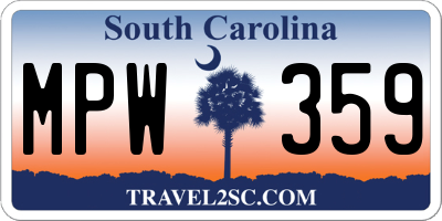 SC license plate MPW359