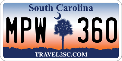 SC license plate MPW360