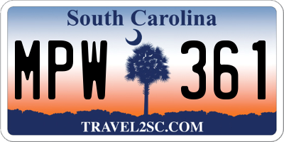 SC license plate MPW361