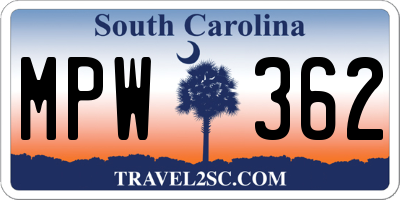 SC license plate MPW362
