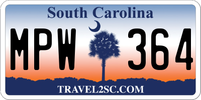 SC license plate MPW364