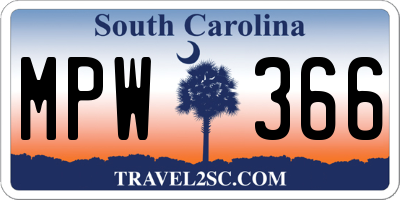SC license plate MPW366